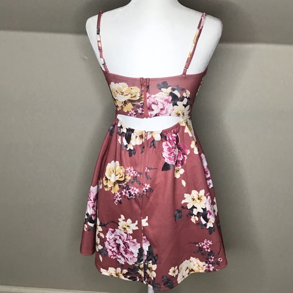 Trac Skater Dress Plunge Floral Sexy S - Picture 5 of 9